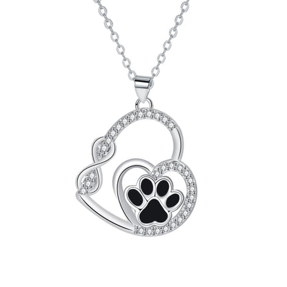 Infinite Double Love Paw Print Pendant Necklace