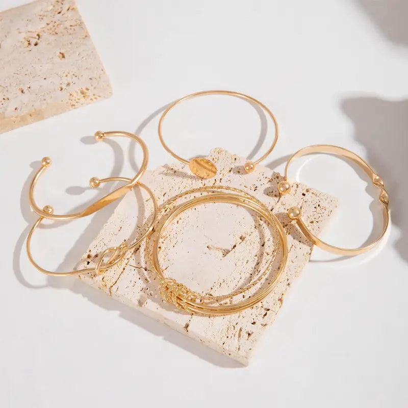 Knotted Elegance Bracelet Set | Gold