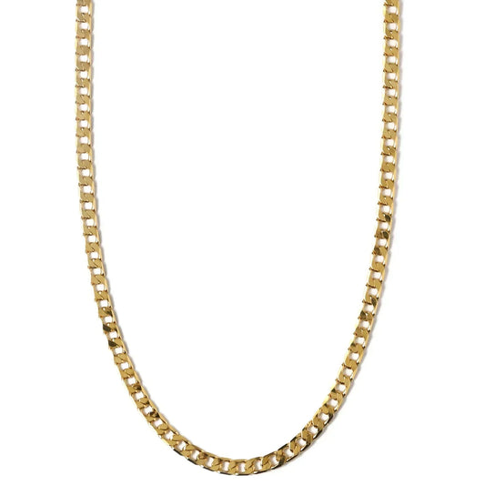 Flat Link Curb Chain Necklace | Gold