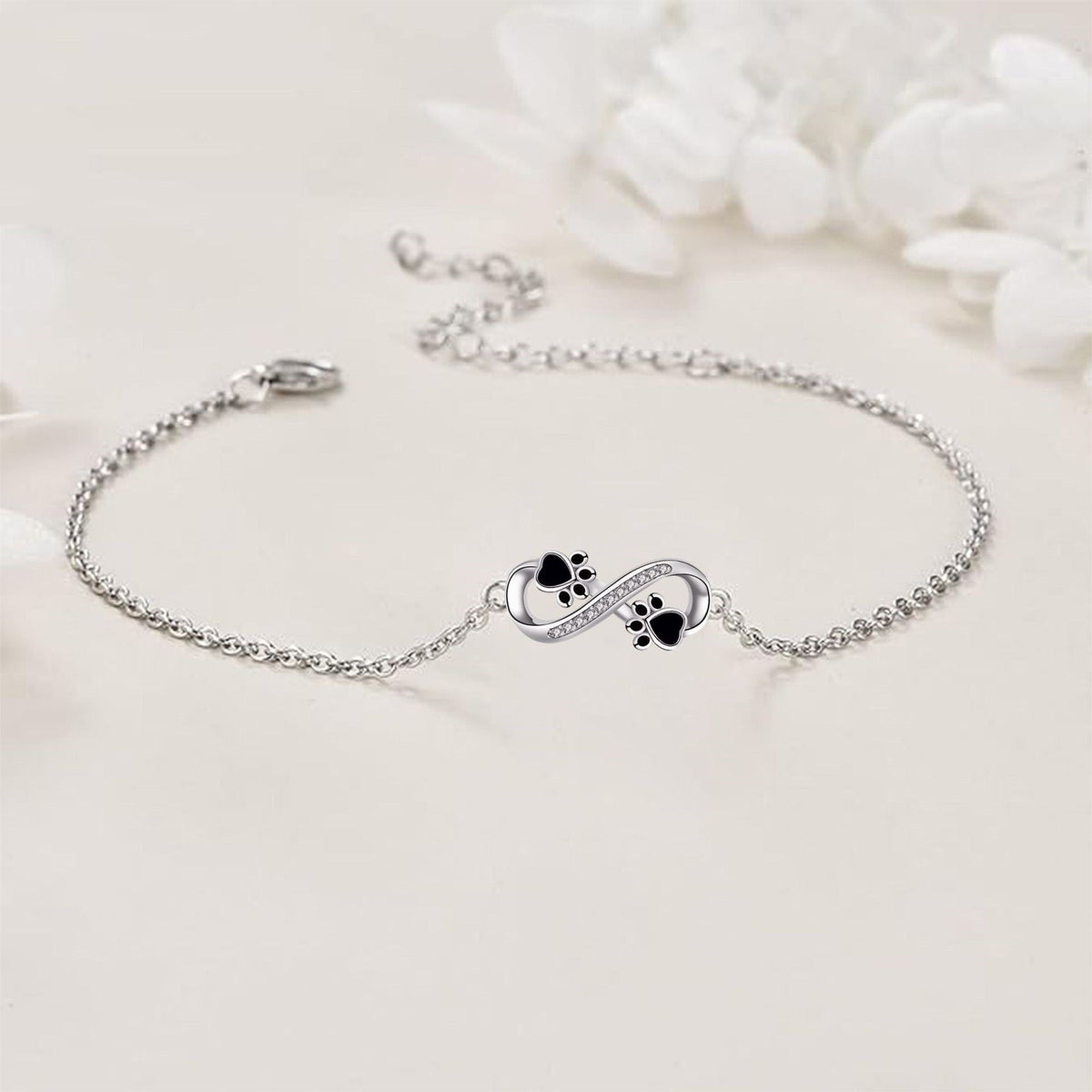 Infinite Symbol Pendant Pet Paw Bracelet with Zirconia