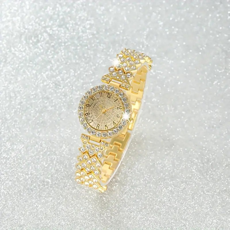 Luxe Radiance Gold Watch & Bracelet Set | Gold