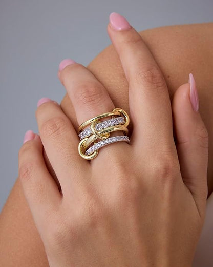 Interlock Stack Rings | Gold