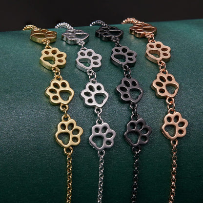 Sterling Silver Paw Print Bracelet – Adjustable Fit