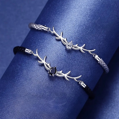Deer Horn Heart Bracelet with Zircon