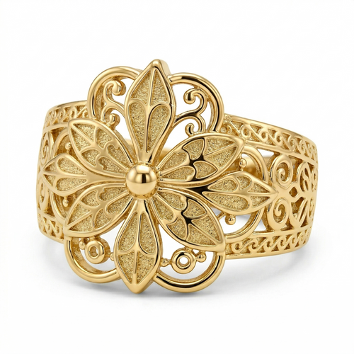 Vintage Inspired Flower Ring | Gold