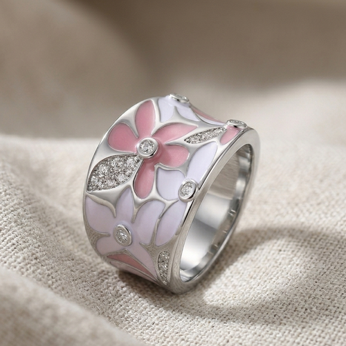 Pink Blossom White Gold Ring