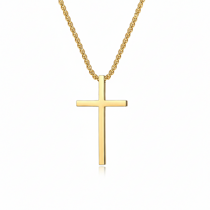Bezel Cross Necklace | Gold