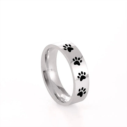 Handcrafted Paw Print Ring in Stainless Steel