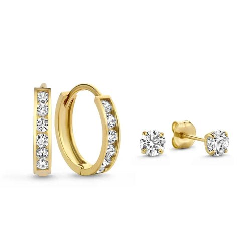 Dara Brillane Stone Earrings Set | Gold