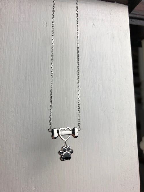 Dainty Dog Paw Necklace in Stainless Steel