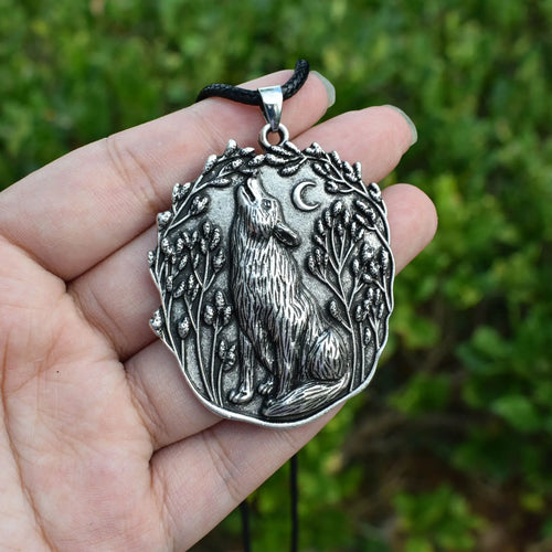 Moon Wolf Pendant Spirit Animal Necklace