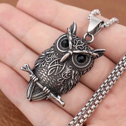 Vintage Owl Wisdom Pendant Necklace