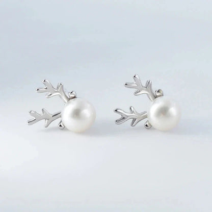 Reindeer Pearl Stud Earrings