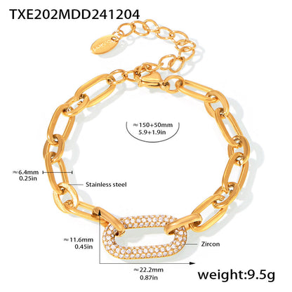 Paved Chunky Chain Link Jewelry Set | Gold