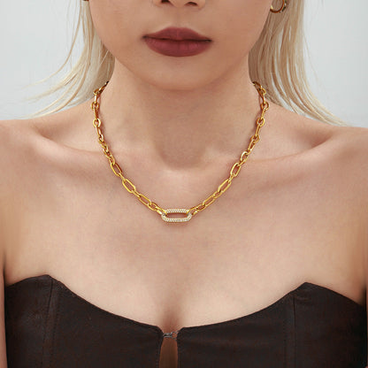 Paved Chunky Chain Link Jewelry Set | Gold