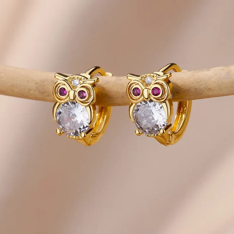 Crystal Animal Hoop Earrings