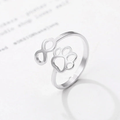 Adjustable Infinity Paw Ring – Stainless Steel
