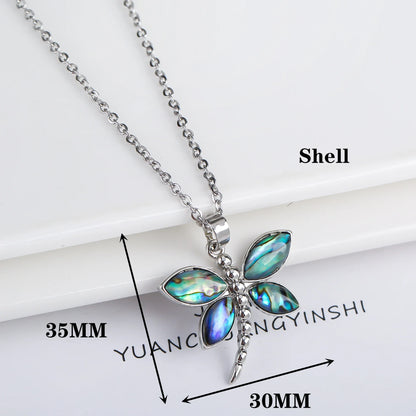 Natural Shell Butterfly Pendant Necklace