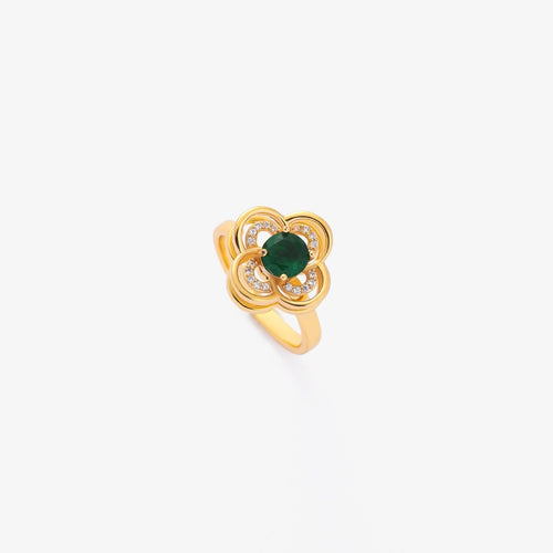 Clover Halo Emerald Spinning Ring | Gold