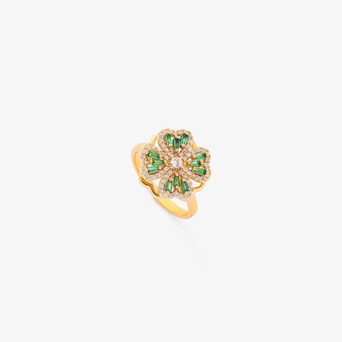 Emerald Clover Spinning Ring | Gold