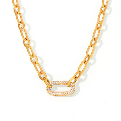 Paved Chunky Chain Link Jewelry Set | Gold