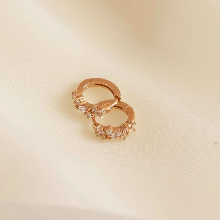 Crystal Cluster Huggies | Gold