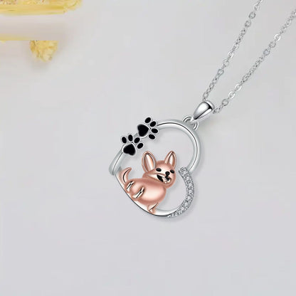 Lovely Heart-shaped Dog Pendant Necklace