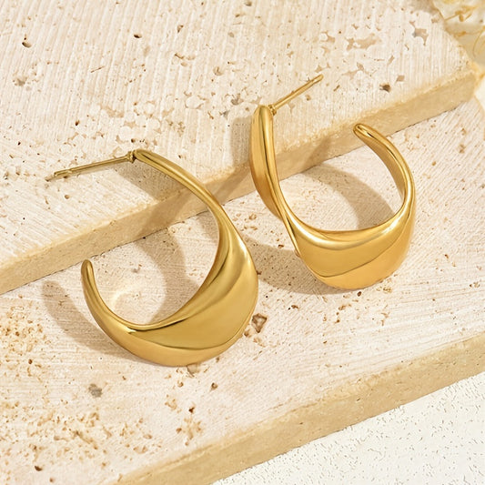 Sculpted Crescent Hoop Earrings | Gold