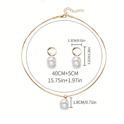 Golden Grace Pearl Jewelry Set | Gold