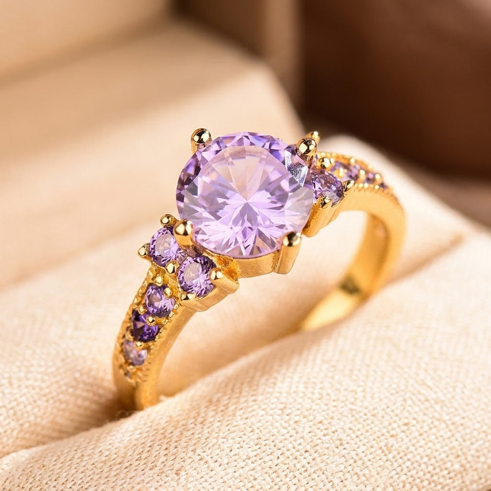 Gold Amethyst Cluster Ring – Amy Jewelry