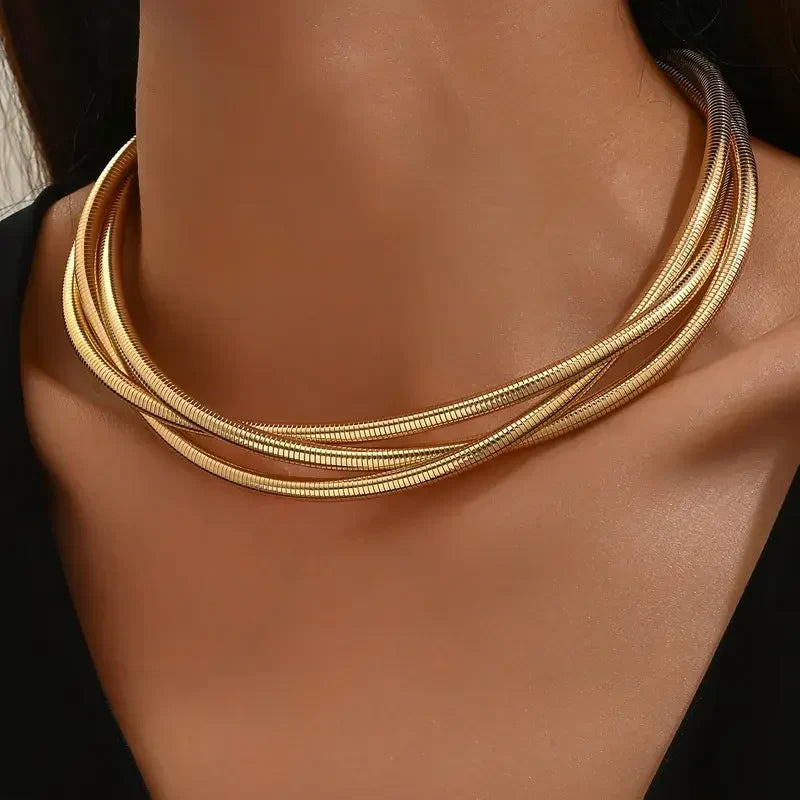 Three Layer Gold Necklace | Gold