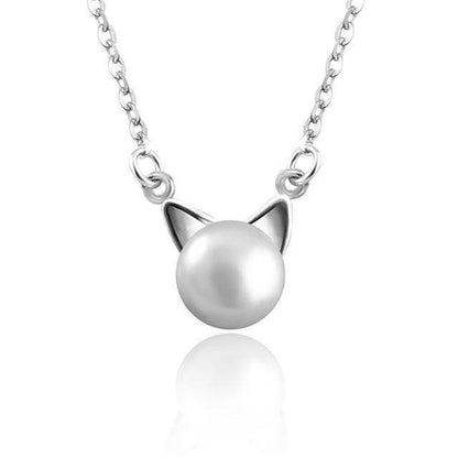 Beautiful Pearl Cat Necklace with Bonus Earrings + Ring