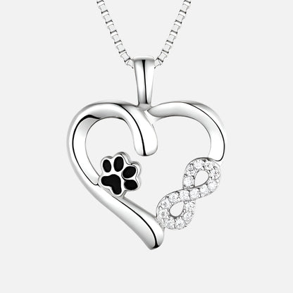 Paw and Heart Necklace with Infinity Charm