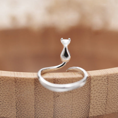 Stainless steel adorable cat ring
